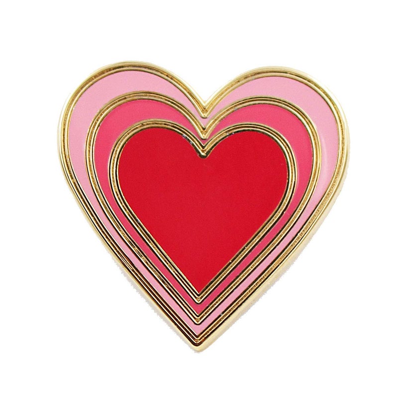 REAL SIC Radiant Heart Enamel Pin - Heart Emoji Valentine's Sweetheart Gift - Red & Black Variations, Boyfriend or Girlfriend Couple's Gift Pin for Hats, Backpacks, Jackets, Bags & Tops (Red) - Image 1